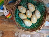 Ostereier aus Holz mit Wunschtext 6