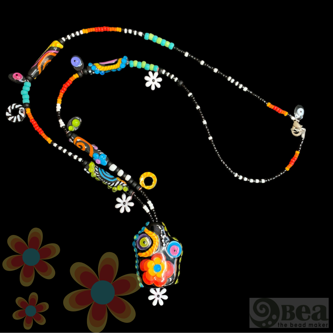 Colorful, Handmade Glass Bead Necklace A Unique Boho Statement Piece 3