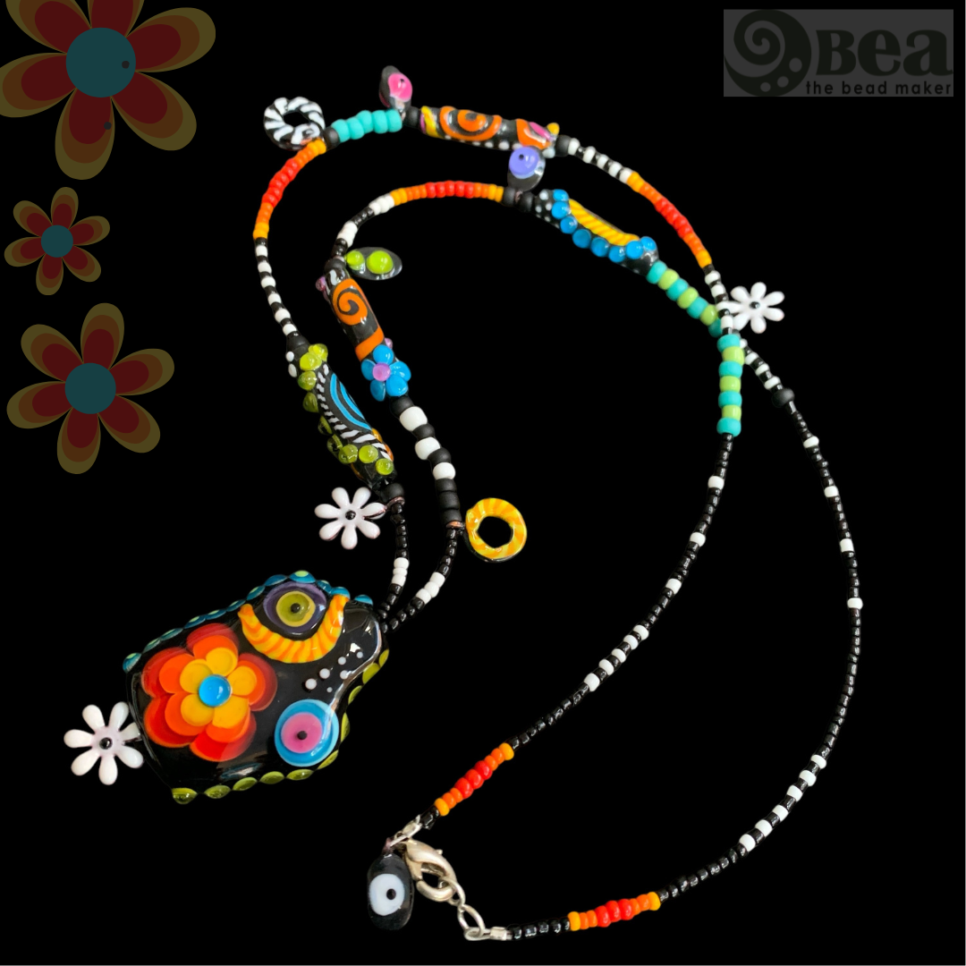 Colorful, Handmade Glass Bead Necklace A Unique Boho Statement Piece 4