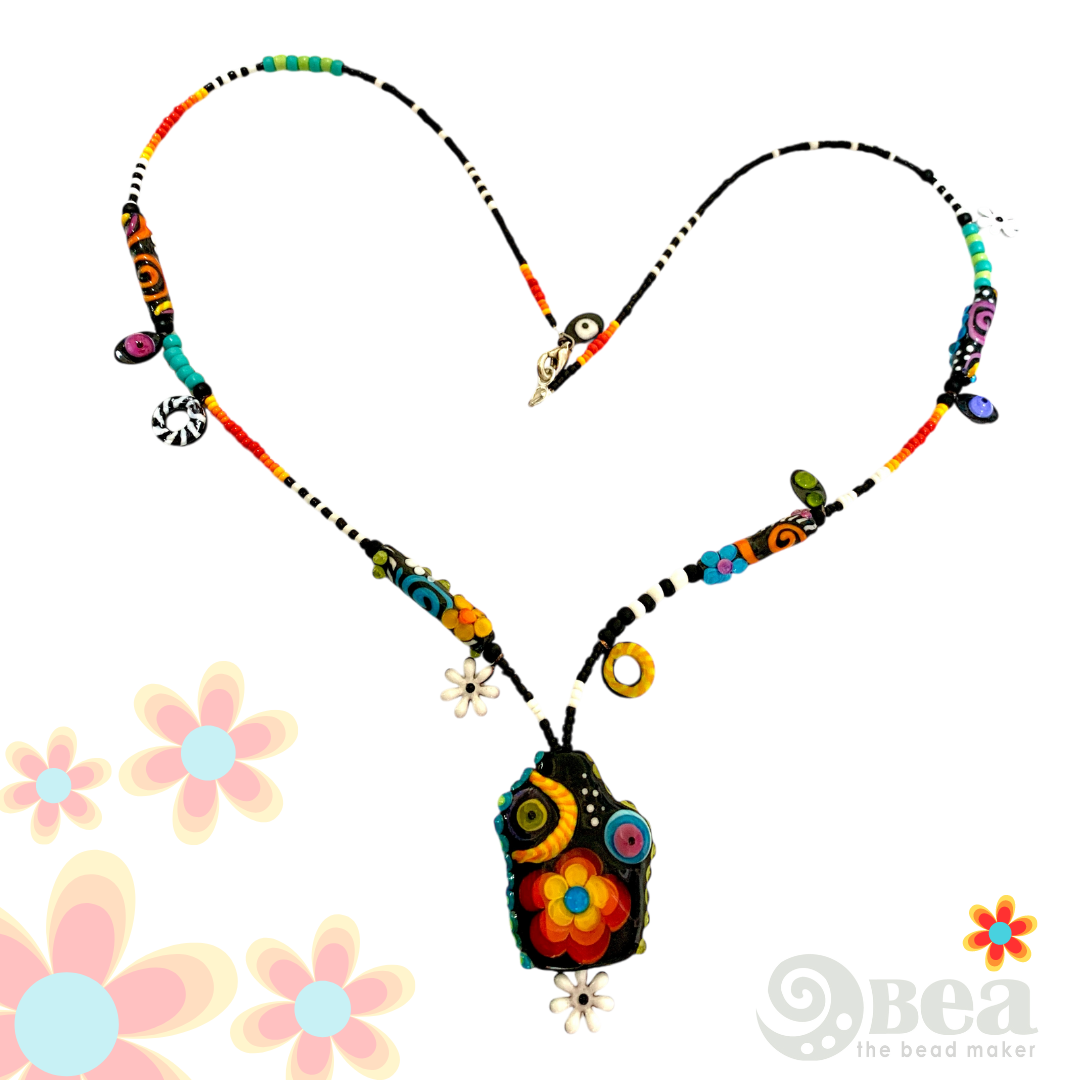 Colorful, Handmade Glass Bead Necklace A Unique Boho Statement Piece 5