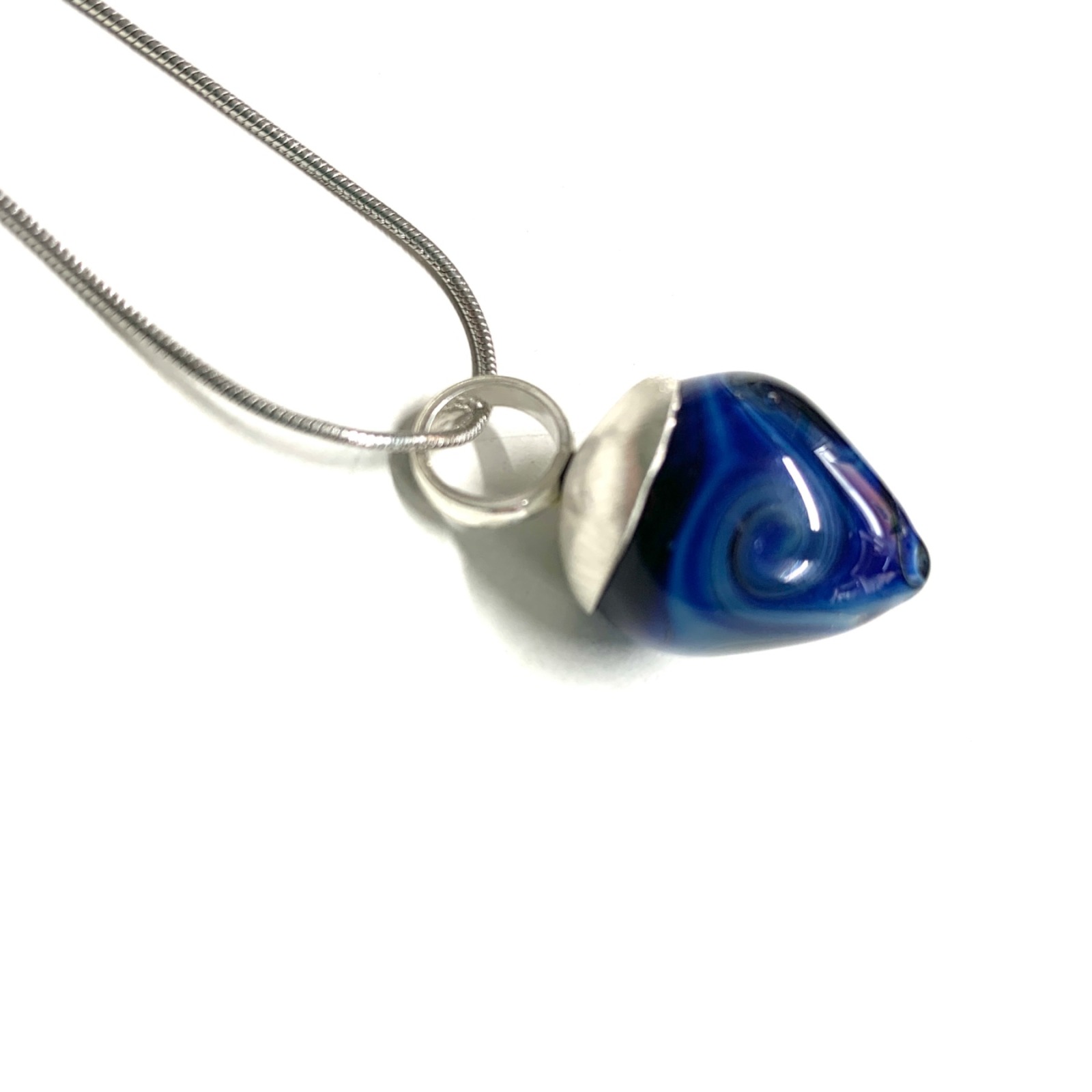 Iridescent Blue Hues - Shimmering Glass Pendant 6