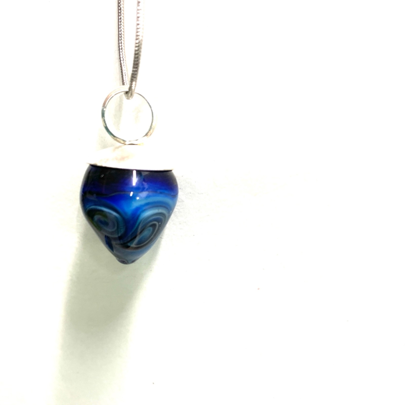 Iridescent Blue Hues - Shimmering Glass Pendant 4