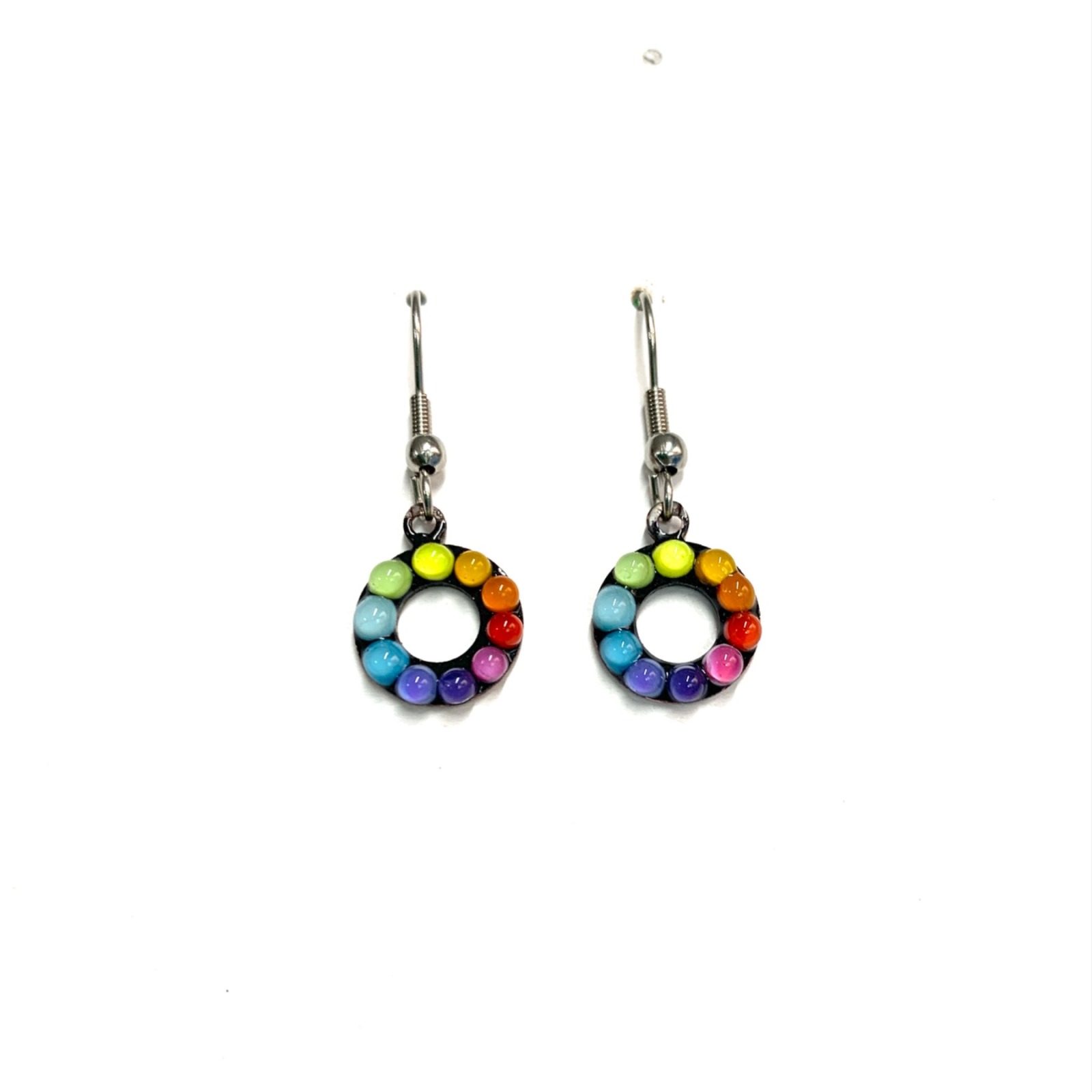 Little O-Rings with Rainbow Dots - DIY Earrings, Mini Charms for Jewelry Designers and Jewelry