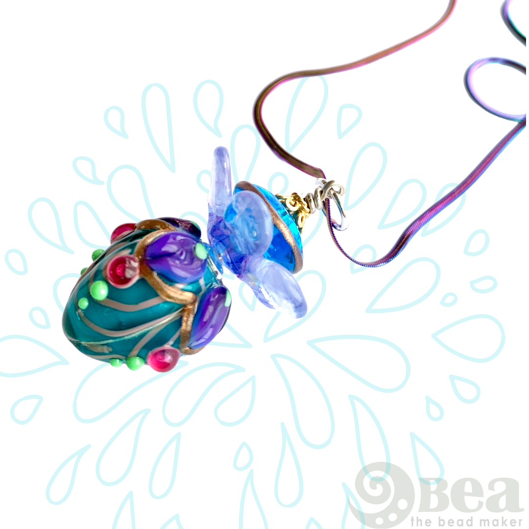 Rainbow Glass Bead Pendant - Handcrafted Elegance