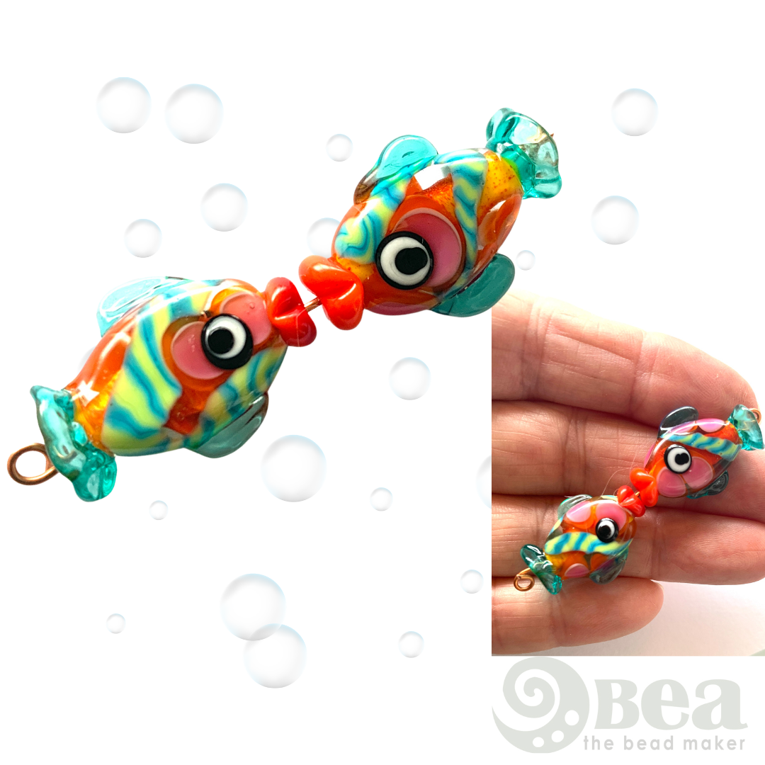 Handmade Colorful Fish Glass Beads for Earrings