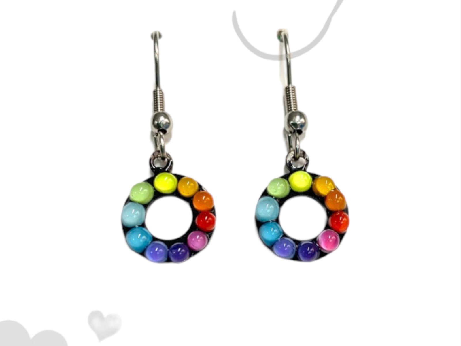 Little O-Rings with Rainbow Dots - DIY Earrings, Mini Charms for Jewelry Designers and Jewelry