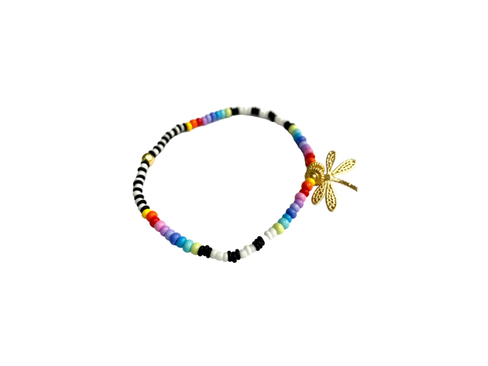 BoHO Glasperlenarmband, buntes Armband, Ibiza Style, regenbogenfarbenes Armband mit Perlenanhänger