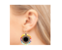 Earring Charm - Bright Rainbow Colored Dots of Glass on Black Enamel 5
