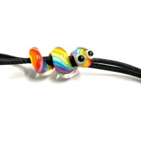 Süße Regenbogen Schlange aus Glas. Glasperle für Systemarmbänder mit großem Loch 5mm . Unikat