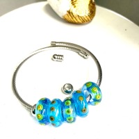 Glass beads in Turquoise and Green Tones, with big hole 5mm for the European Bracelet Systems