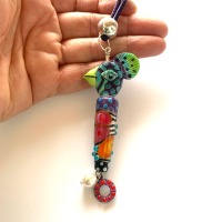 Unique Lampwork Bead Necklace with Colorful Leather Cord 2