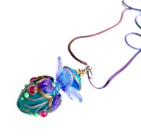 Rainbow Glass Bead Pendant - Handcrafted Elegance 2