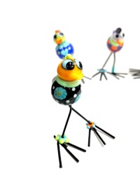 Silly Bird - Lustiger Vogel, witzige Deko, kleiner bunter Glasvogel zum Hinstellen, Mitbringsel 4