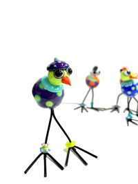 Silly Bird - Lustiger Vogel, witzige Deko, kleiner bunter Glasvogel zum Hinstellen, Mitbringsel