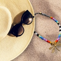 BoHO Glasperlenarmband, buntes Armband, Ibiza Style, regenbogenfarbenes Armband mit Perlenanhänger
