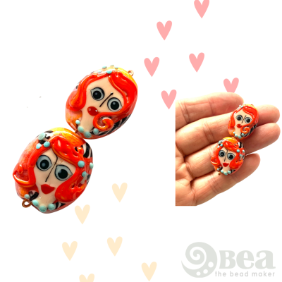 Unleash Your Creativity with Handmade Glass Bead Set - 1 Adorable Face Bead per Pair
