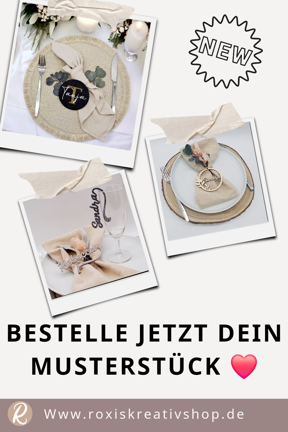 Musterstück Platzkarten, Gastgeschenke und Namensschilder