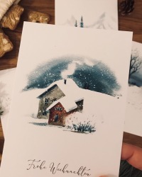 Weihnachtskarte Häuser im Schnee 3