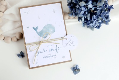 Personalisierte Geschenkschachtel zur Taufe Wal - Geldgeschenke hübsch verpacken