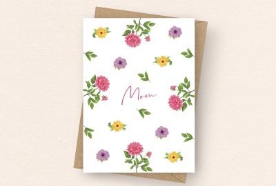 Karte zum Muttertag Blumen - Muttertagskarte auf 300 g Recyclingpapier Blauer Engel