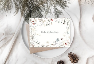 Weihnachtskarte Winterkranz - DIN A6 mit Umschlag
