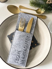 Besteckhalter / Bestecktasche / Tischkarte / Platzkarte für Weihnachten Frohe Weihnachtenquer