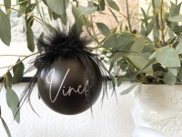 Weihnachtskugel mit Federn schwarz- personalisiert mit Namen 5