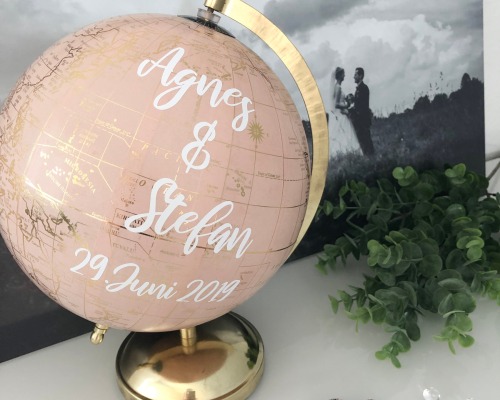 Globusaufkleber mit Namen und Datum | Hochzeitsgeschenk