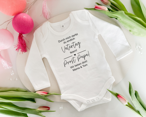 Baby Body erster Valentinstag Geschenk mit Name personalisiert Vatertag - Design 2