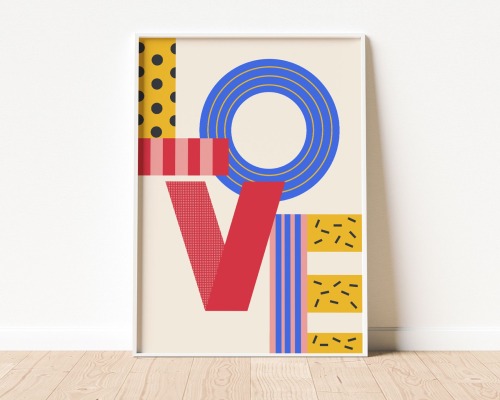 Poster LOVE, Memphis Design