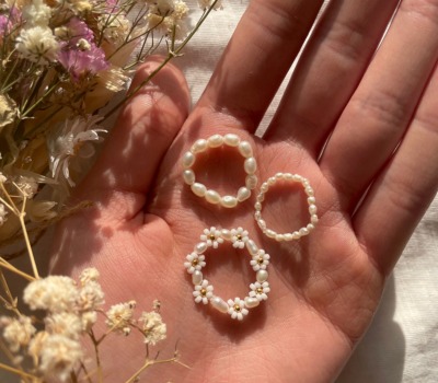 Handgemachtes Ringset bestehend aus 3 Perlenringen
