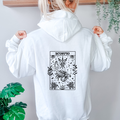 Hoodie Weiß Sternzeichen - Motiv nach Wunsch