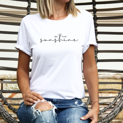 Oversized T-Shirt Weiß - be the sunshine - Design in Deiner Wunschfarbe