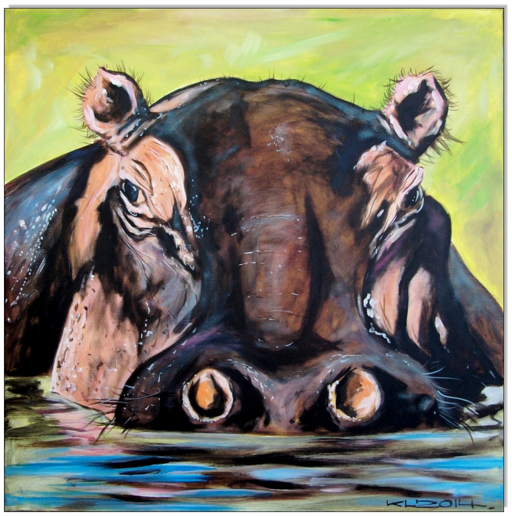 Flusspferd Hippopotamus amphibius - 60 x 60 cm