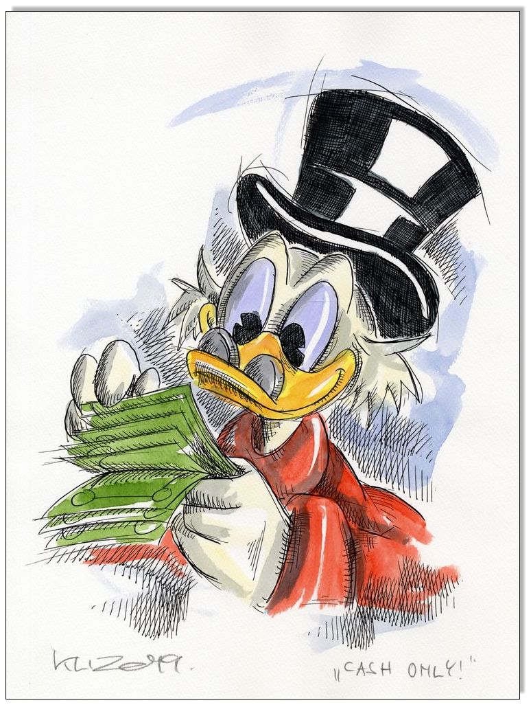 Dagobert Duck Cash only - 24 x 32 cm
