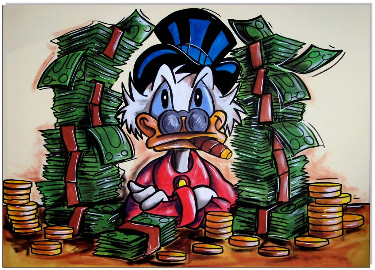 Dagobert Duck: Only cash is the real thing- 70 x 100 cm