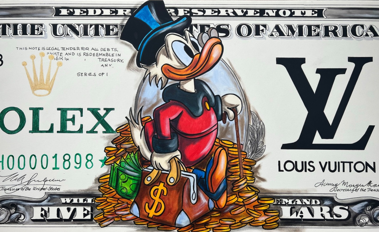 Dagobert Dollar VIII: Dagobert Duck 500 Dollar Bill - 50 x 119 cm 2