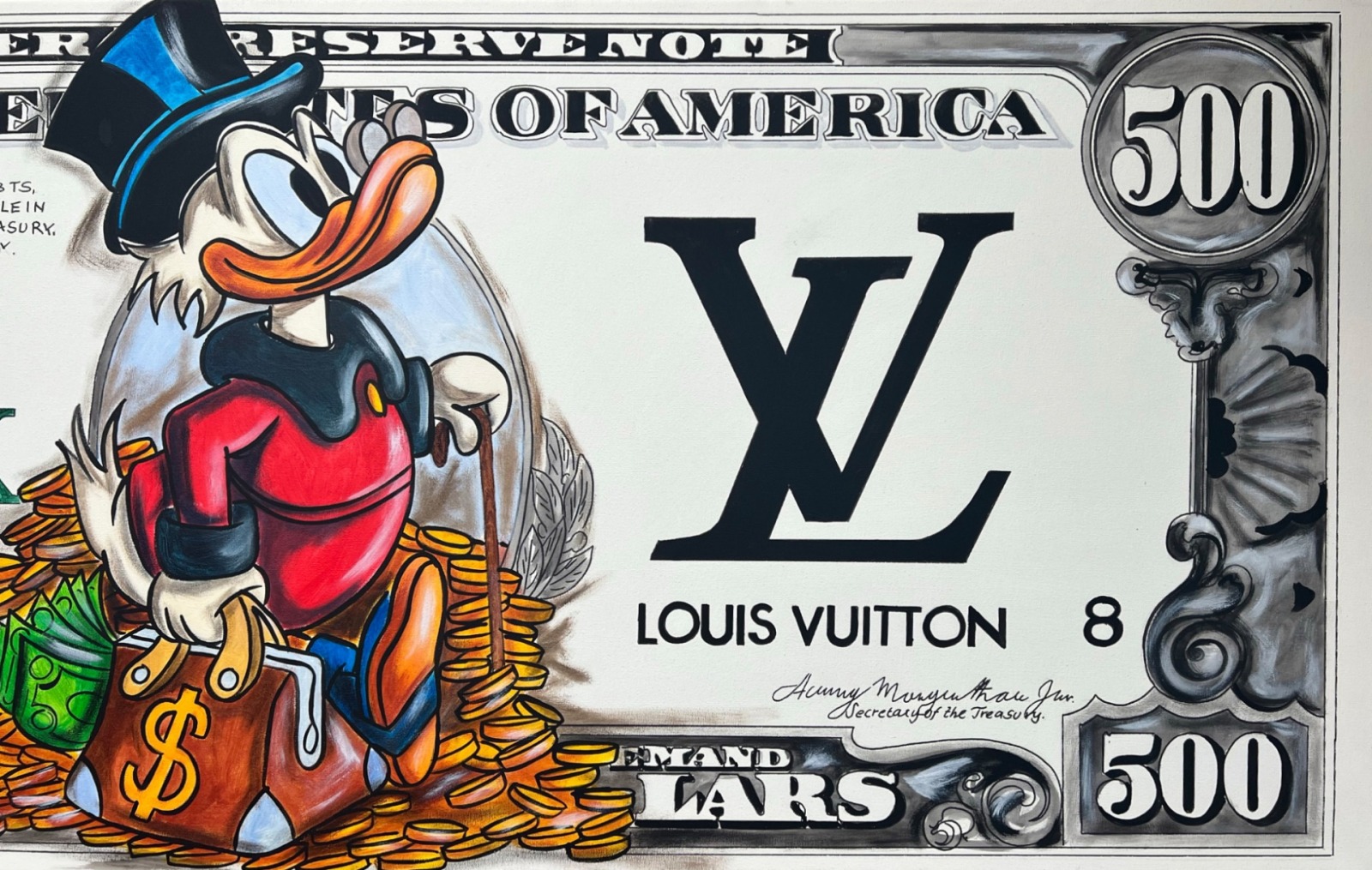 Dagobert Dollar VIII: Dagobert Duck 500 Dollar Bill - 50 x 119 cm 4