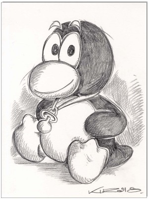 Linux Baby TUX Pinguin - 24 x 32 cm - Original Kreidezeichnung auf Zeichenkarton - Artikelnummer 000