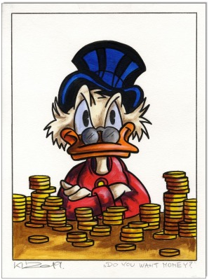 Dagobert Duck: Do you want money - 30 x 40 cm - Original Acryl auf Acrylmalpapier - Artikelnummer