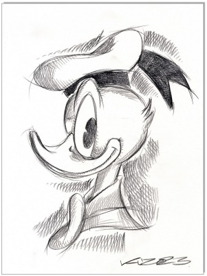 Donald Duck - 24 x 32 cm - Original Kreidezeichnung auf Zeichenkarton - Artikelnummer 00268