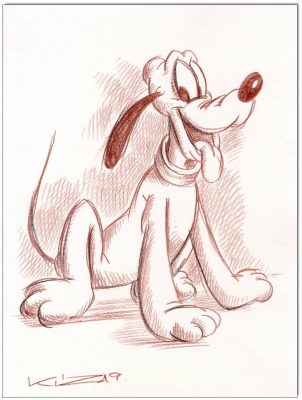 Pluto - 24 x 32 cm - Original Rötelzeichnung auf Zeichenkarton - Artikelnummer 00270