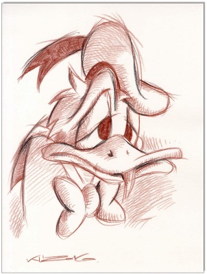 Donald Duck - 24 x 32 cm - Original Rötelzeichnung auf Zeichenkarton - Artikelnummer 00276