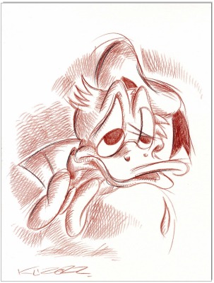 Donald Duck - 24 x 32 cm - Original Rötelzeichnung auf Zeichenkarton - Artikelnummer 00277