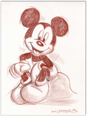 Mickey Mouse- 24 x 32 cm - Original Rötelzeichnung auf Zeichenkarton - Artikelnummer 00288