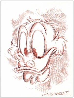 Dagobert Duck - 24 x 32 cm - Original Rötelzeichnung auf Zeichenkarton - Artikelnummer 00301