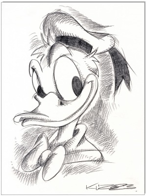 Donald Duck Faces - 24 x 32 cm - Original Kreidezeichnung auf Zeichenkarton - Artikelnummer 00304