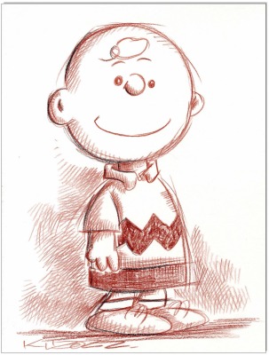 PEANUTS Charlie Brown - 24 x 32 cm - Original Rötelzeichnung auf Zeichenkarton - Artikelnummer 0030