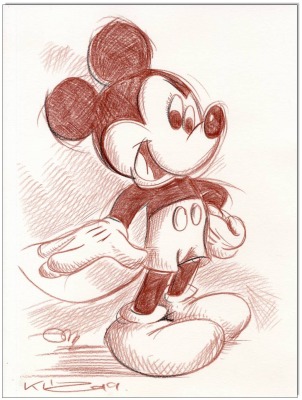 Mickey Mouse - 24 x 32 cm - Original Rötelzeichnung auf Zeichenkarton - Artikelnummer 00329