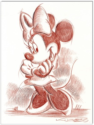 Minnie Mouse - 24 x 32 cm - Original Rötelzeichnung auf Zeichenkarton - Artikelnummer 00349